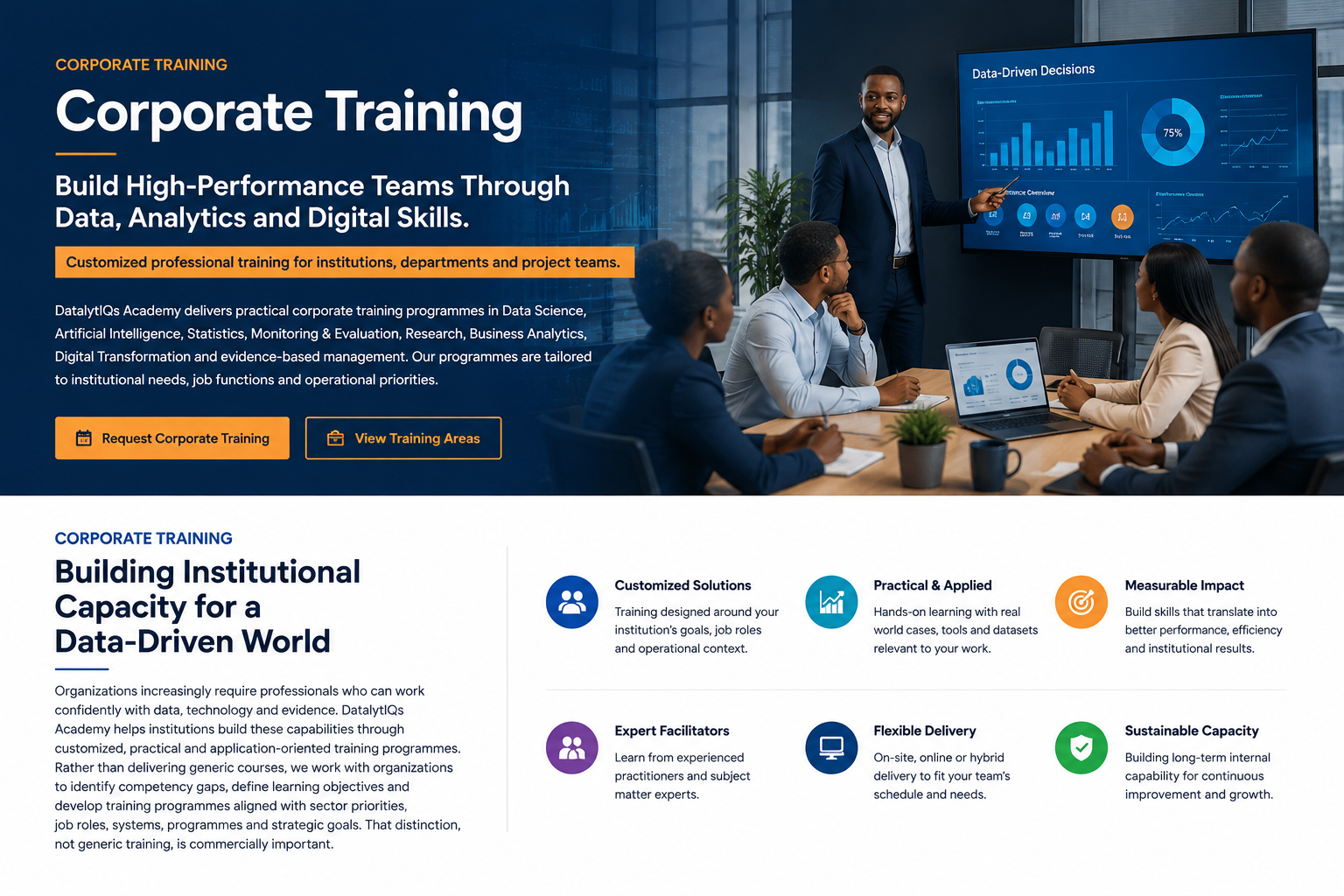 DatalytIQs customized corporate training for institutional teams